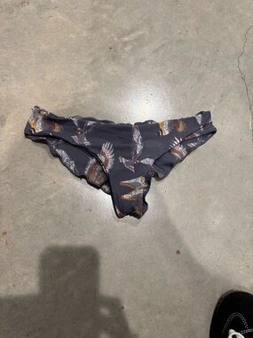 Boys + Arrows Charcoal Gray Floral Bird Kiki Bikini Bottom